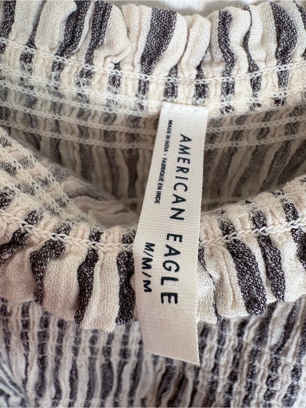 American Eagle Outfitters Striped Smocked Wide-Leg Jumpsuit - Removable Straps - Picture 3 of 5